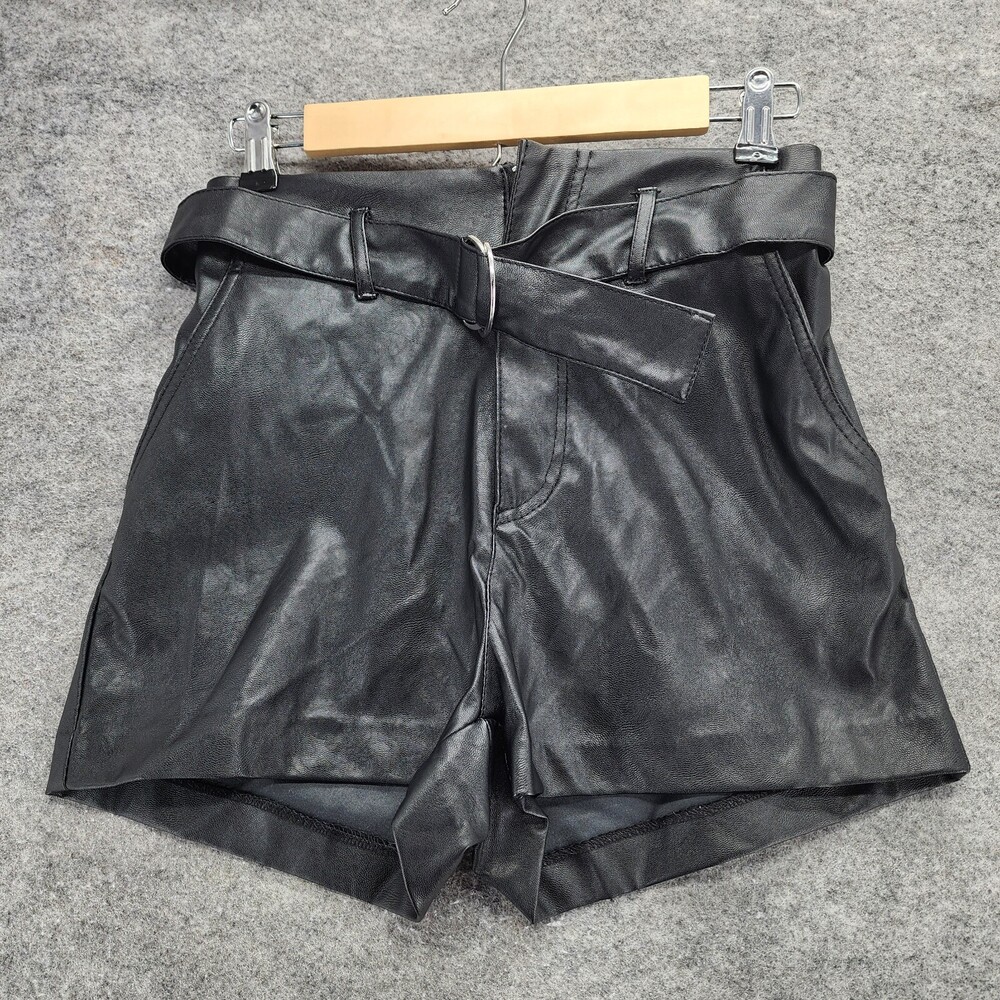 H&M Divided Shorts Womens 4 Faux Leather Black